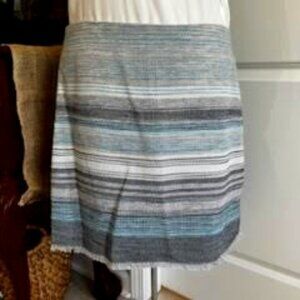 Ann Taylor Loft Outlet Tweed Mini Skirt Women's 14P Petite Blue Career